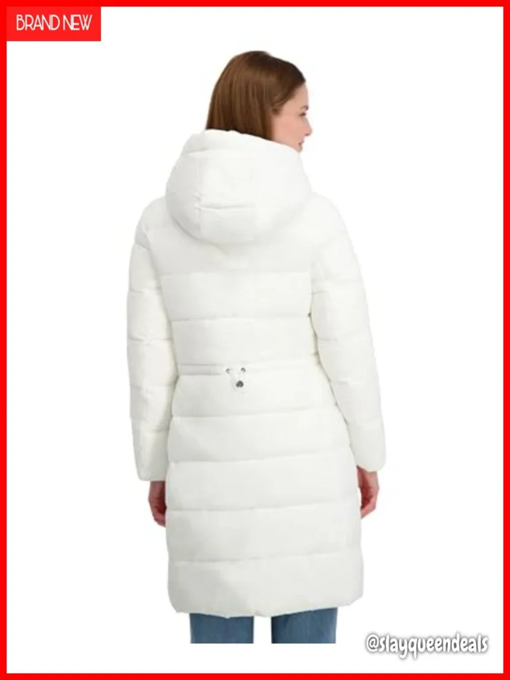 Faux Fur Lined Hood Fitted Puffer Coat Velvet Corduroy Waist Drawstring